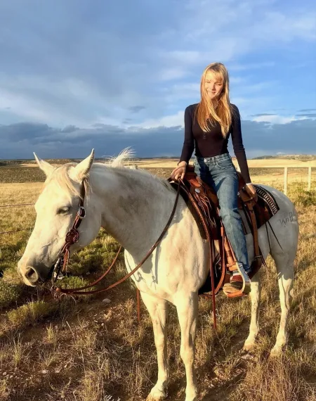 Math Hero Lainie rides her horse in Wyoming.